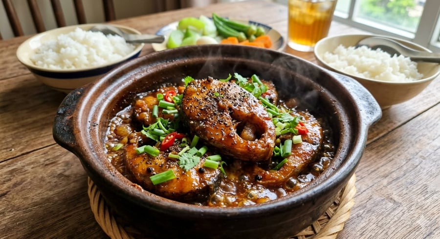 Cá kho tộ đậm đà, món ăn quen thuộc nhưng luôn khiến bữa cơm gia đình thêm hấp dẫn.