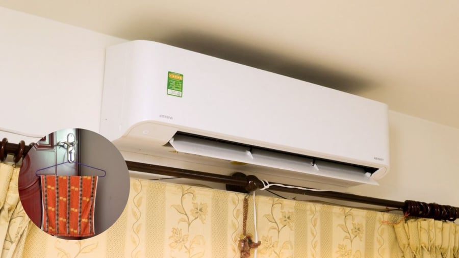 Bạn có thể treo khăn ẩm trong phòng điều hòa để bù độ ẩm, giảm cảm giác khô miệng, khô mũi.
