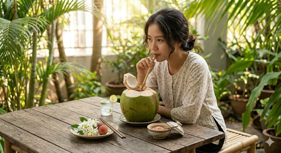 Khi bạn vừa đi ngoài trời nắng gắt hoặc vận động mạnh, cơ thể đang trong trạng thái nhiệt độ cao, lỗ chân lông giãn nở và thoát nhiều mồ hôi, dẫn đến mất cân bằng điện giải tạm thời.    