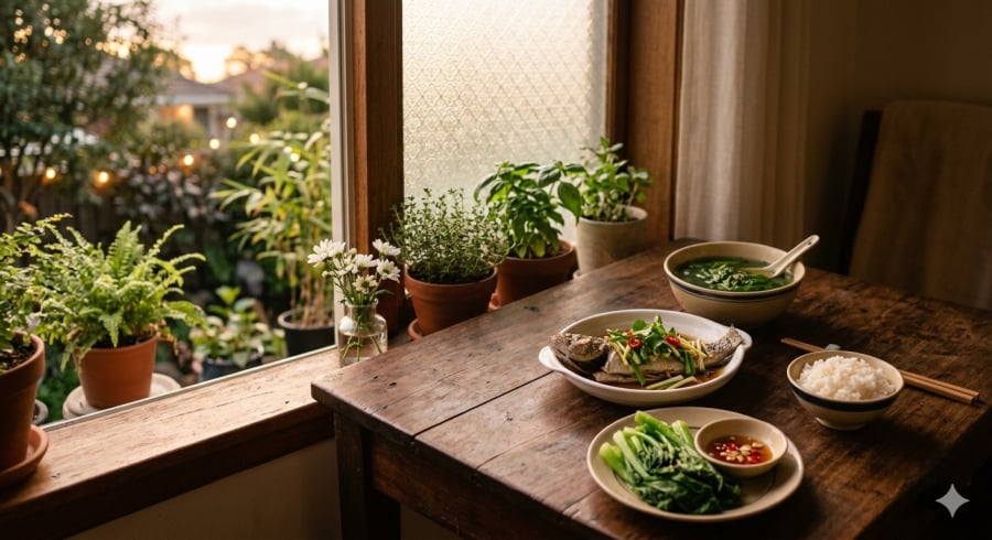 Bữa tối đơn giản với thực phẩm dễ tiêu hóa thường phù hợp hơn với người sau tuổi 50.