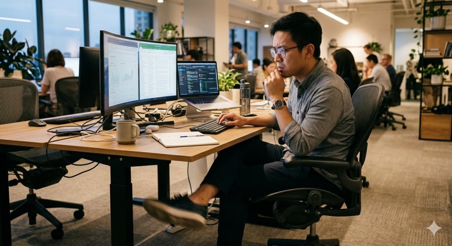 Nhiều người rung chân khi làm việc hoặc suy nghĩ căng thẳng mà không hề nhận ra.