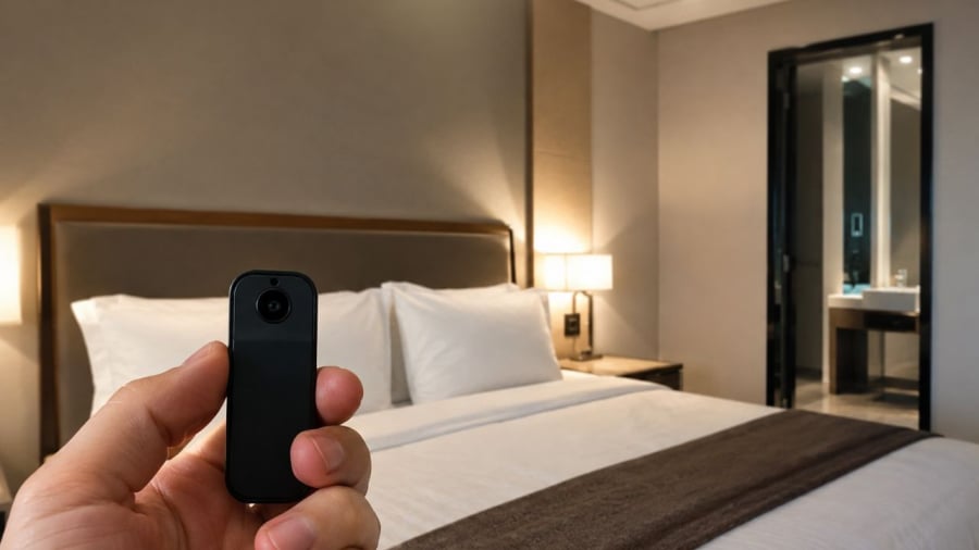 Hãy quan sát kỹ những vị trí có thể gắn camera như tranh treo, rèm
