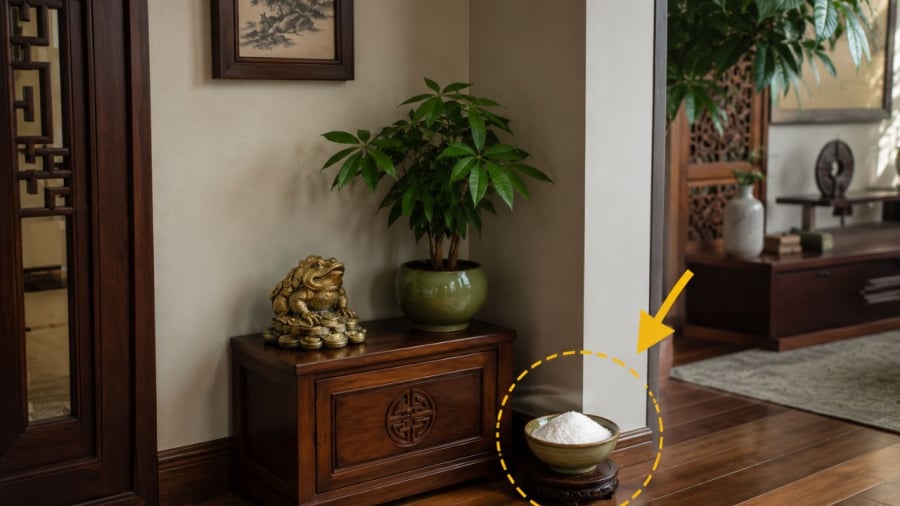 Đặt bát muối đúng vị trí giúp mang lại cảm giác tụ lộc