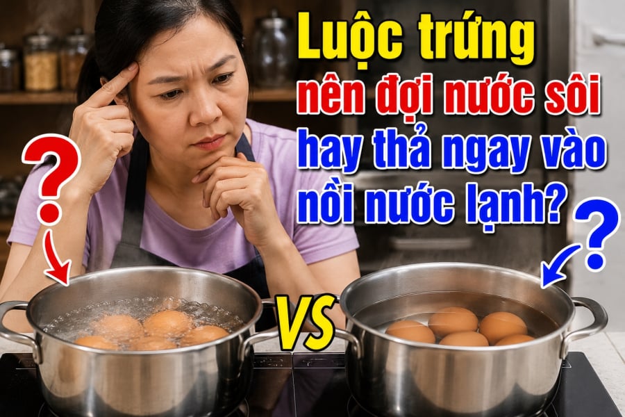 Luộc trứng nên đợi nước sôi hay thả ngay vào nồi nước lạnh? Câu trả lời là: Luộc trứng từ nước lạnh tốt hơn vì giúp trứng không bị sốc nhiệt, hạn chế tối đa tình trạng nứt vỏ và giúp lòng đỏ chín đều từ ngoài vào trong.