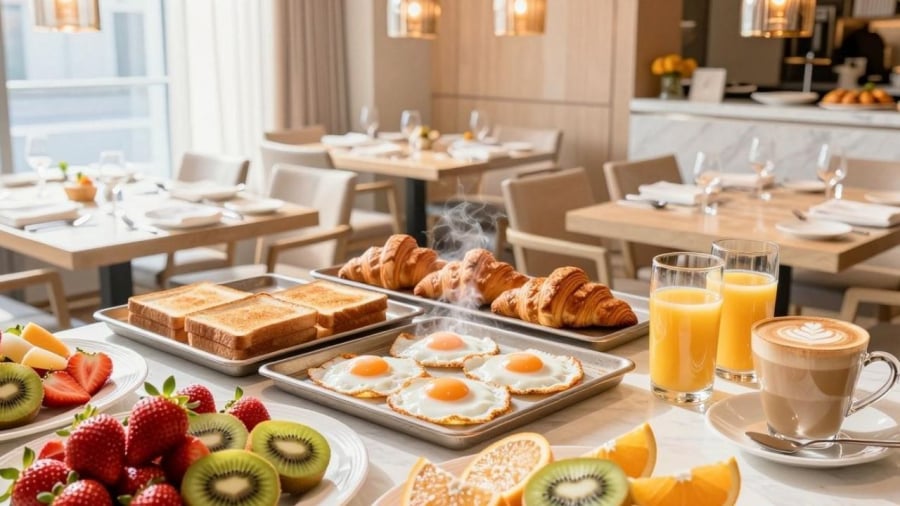 Buffet sáng miễn phí giúp các khách sạn thu hút nhiều khách hàng hơn.