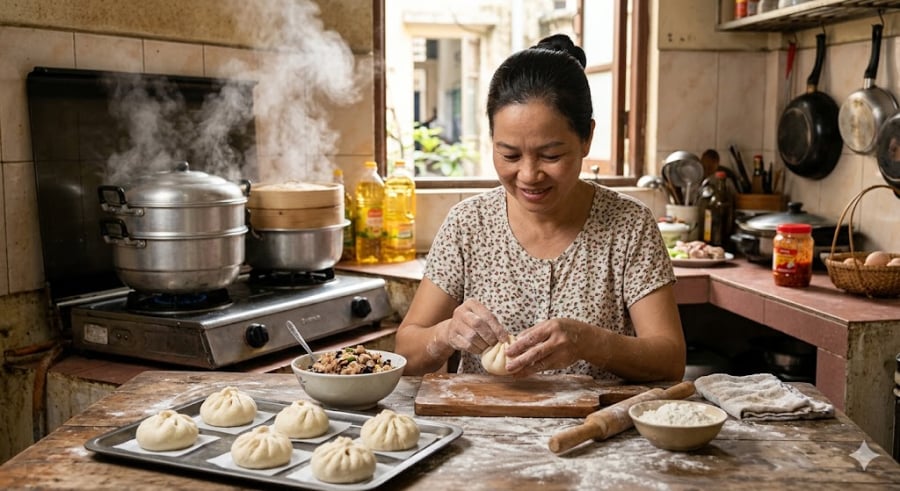 Muốn bánh trắng tinh, hãy pha thêm 1 thìa cà phê giấm trắng vào nước ủ bột hoặc trực tiếp vào nước hấp.