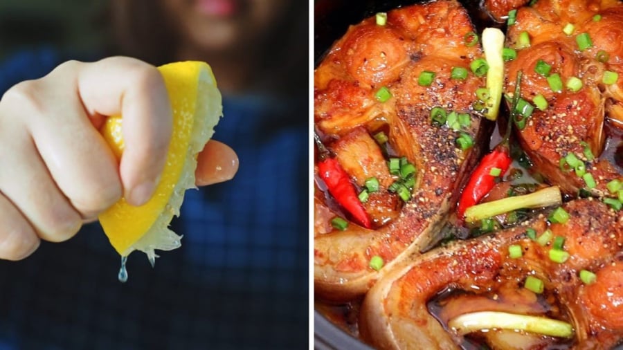 Cho thêm chanh vào nồi cá kho là một trong những bí kíp để làm nên món cá kho ngon tuyệt vời.