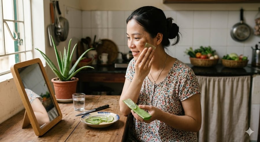 Nha đam chứa hàm lượng nước, vitamin A, C, E và các khoáng chất dồi dào.