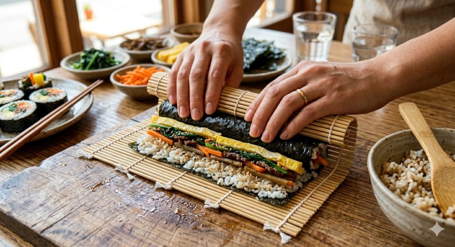Một chút tỉ mỉ, bạn sẽ có ngay cuộn cơm ngon như ngoài hàng