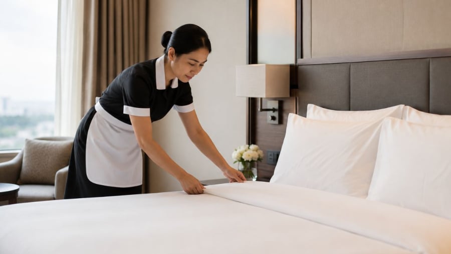 Không phải mọi thứ trên giường đều thay sau mỗi lượt khách và tùy theo khách sạn có những tiêu chuẩn khác nhau