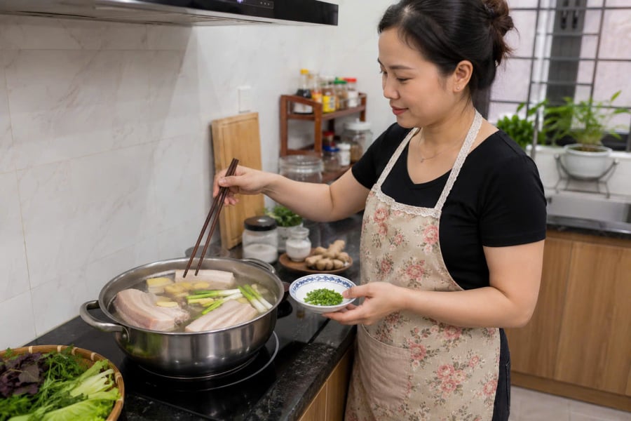 Luộc thịt đậy vung kín mít là dại