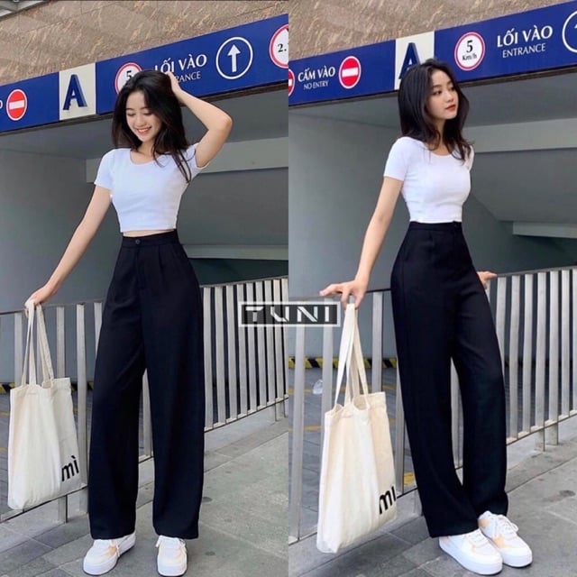 Thiết kế ôm gọn của áo ba lỗ hoặc áo thun kết hợp cùng quần ống rộng tạo cảm giác vóc dáng cân đối, giúp cơ thể trông cao ráo và thanh thoát hơn.