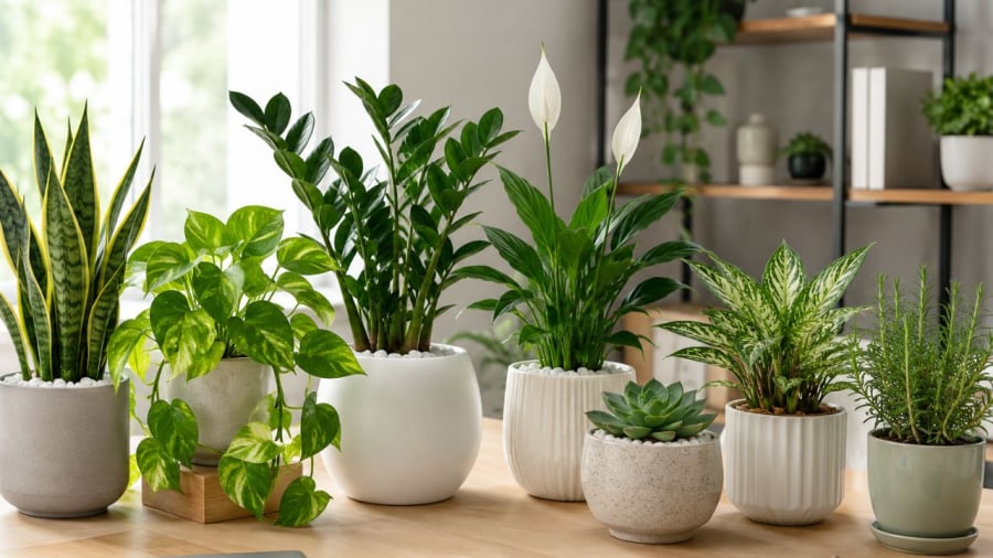 Chọn cây phù hợp,góc làm việc xanh mát hơn