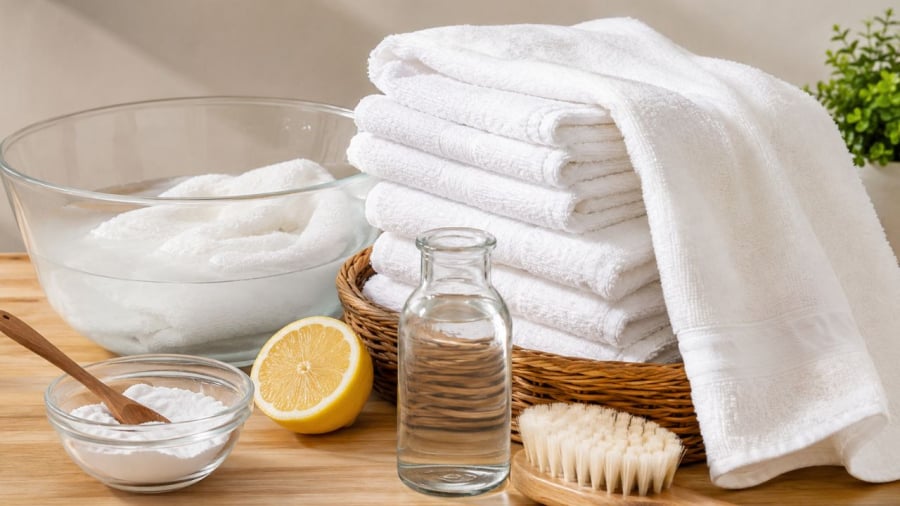 Khăn trắng dễ ố vàng nếu không biết mẹo này