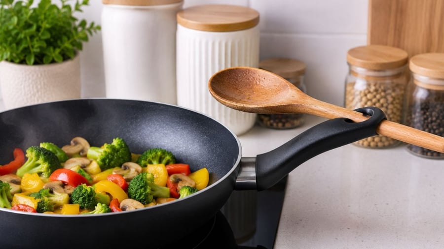 Lỗ nhỏ trên cán chảo không chỉ để treo lên 