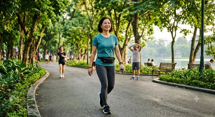 Thói quen vận động đều đặn như đi bộ có thể hỗ trợ cải thiện tuần hoàn máu não và duy trì sự minh mẫn ở tuổi 50.