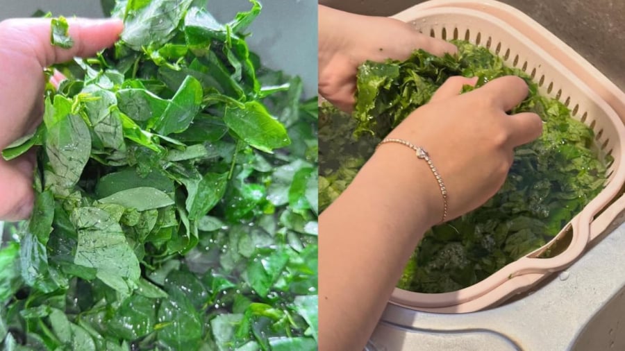 Trước khi nấu, bạn nên vò nhẹ lá rau ngót để rau nhanh chín, mềm hơn, dễ tiêu hóa hơn và canh có vị ngọt đậm đà hơn.