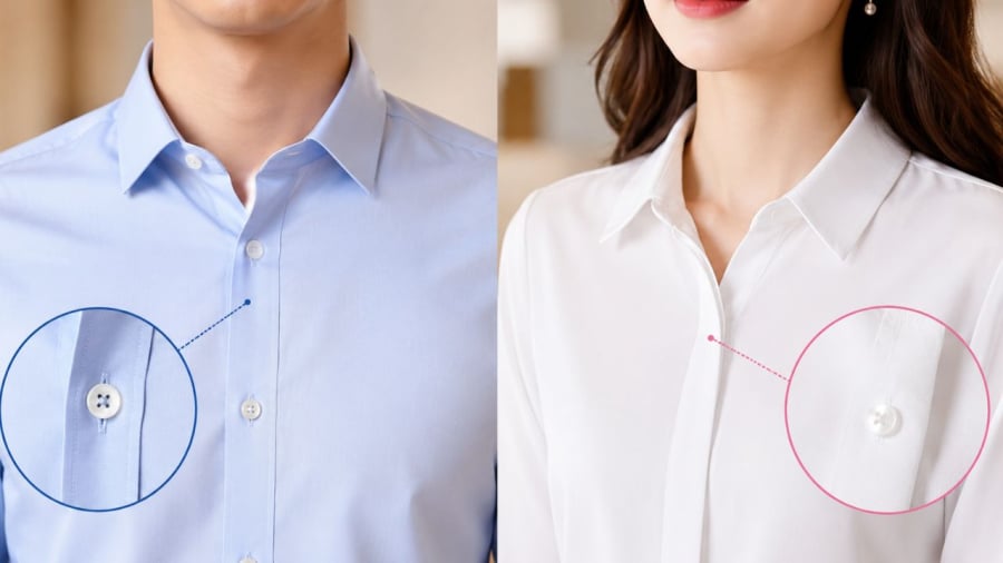 Cúc áo nam và nữ thường ở hai phía khác nhau