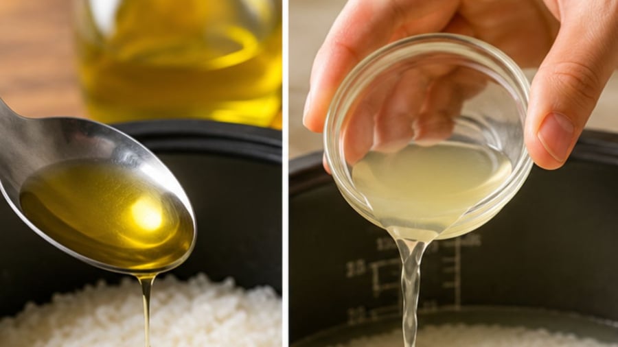 Dầu ăn, giấm giúp cho món cơm thêm ngon