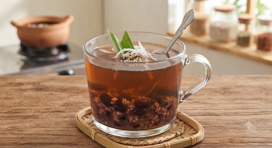 Lọc lấy nước để uống trong ngày. Phần bã đậu và gạo còn lại bạn có thể tận dụng để nấu cháo, rất giàu dinh dưỡng!    