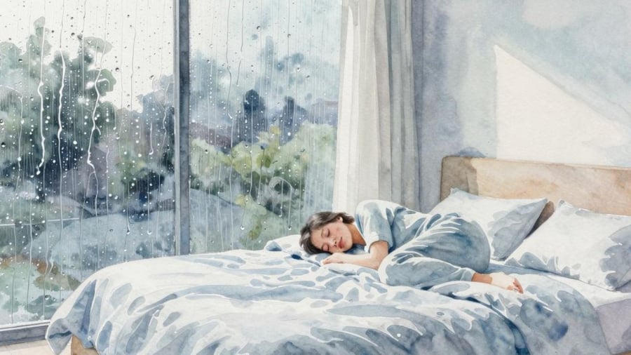 Tiếng mưa là một dạng tiếng ồn trắng khiến con người dễ đi vào giấc ngủ.
