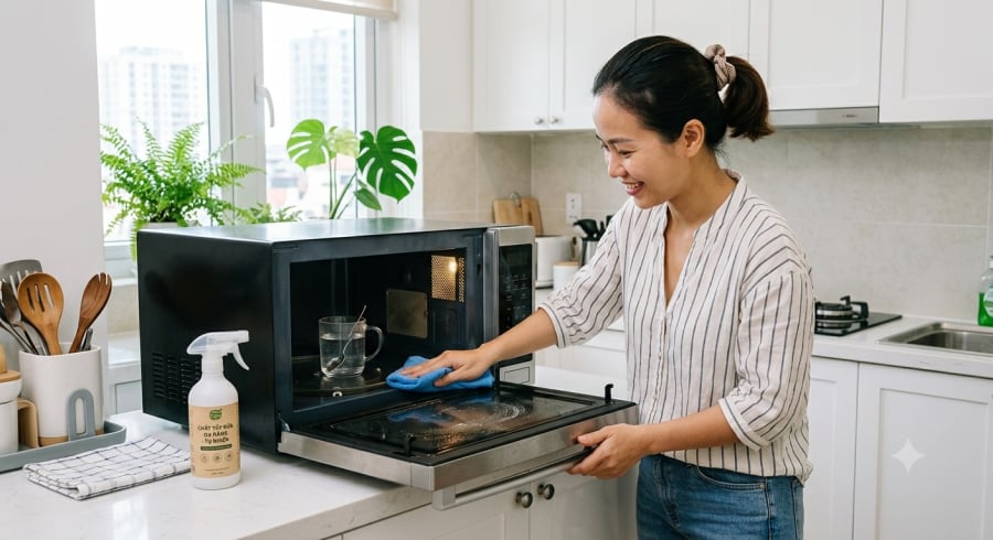 Sau khi hơi nước làm mềm cặn thức ăn và dầu mỡ, chỉ cần dùng khăn mềm là có thể lau sạch khoang lò nhanh chóng, hạn chế phải chà mạnh.