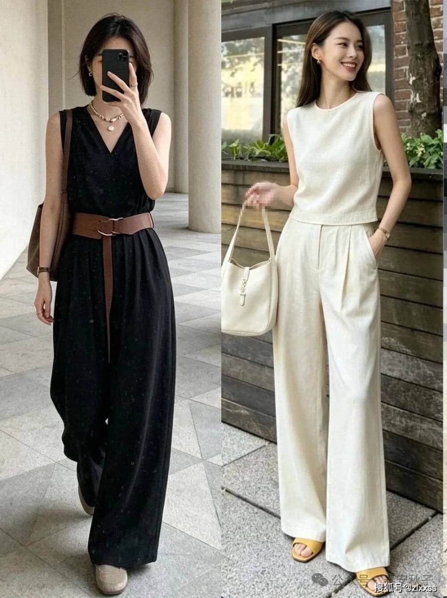 Các thiết kế như áo ba lỗ, áo tank top hay áo gile không tay đều có thể kết hợp cùng quần ống rộng để tạo nên diện mạo hiện đại và phóng khoáng.