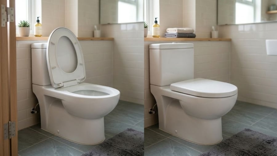 Sau khi đi vệ sinh, bạn nên đóng nắp bồn cầu.