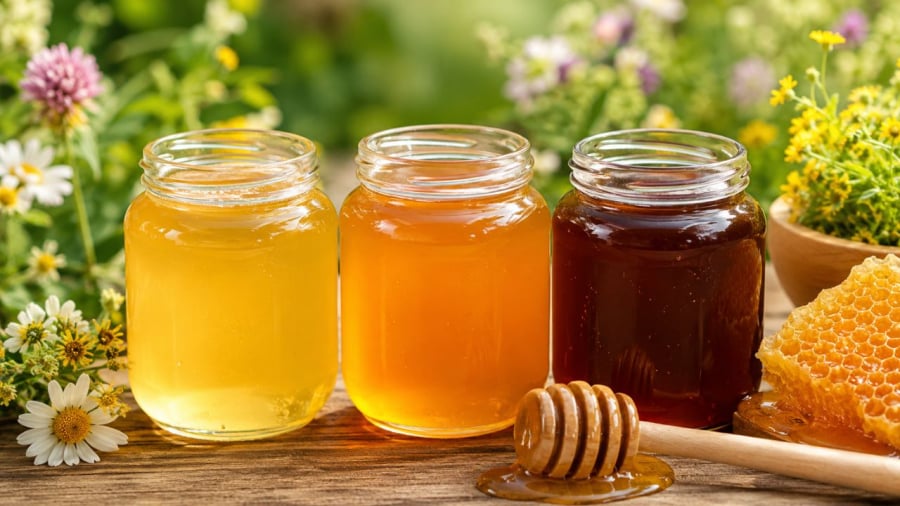 Mật ong có màu khác nhau do thời gian và do từng loại ong