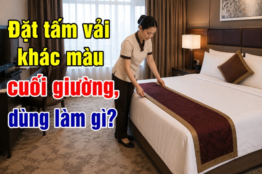 Giường ngủ khách sạn có tấm vải vắt ngang khác màu, dùng thế nào?