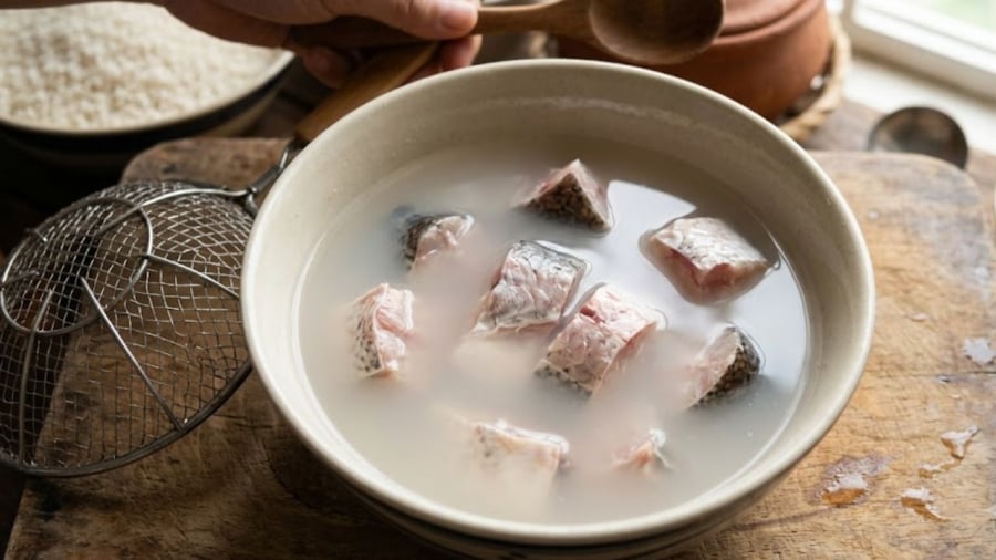 Để khử mùi tanh của cá, bạn có thể ngâm cá trong nước vo gạo.