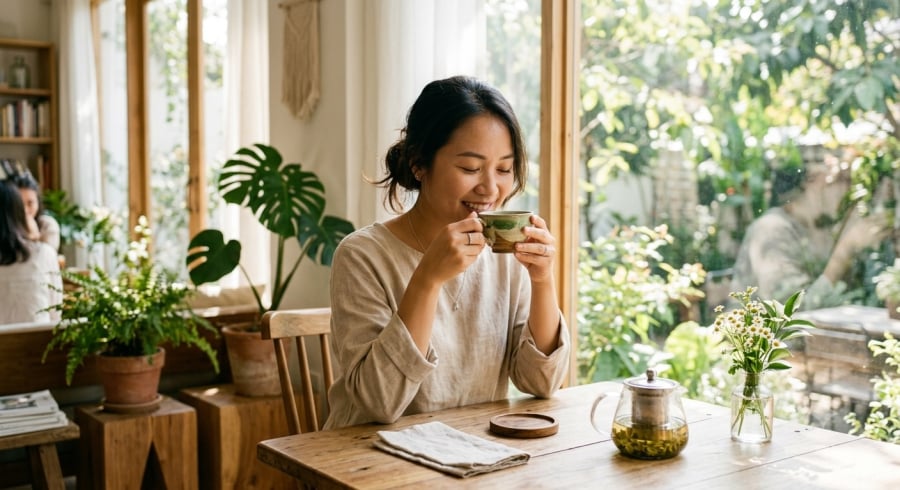 Uống trà điều độ có thể góp phần hỗ trợ sức khỏe tim mạch khi kết hợp với lối sống lành mạnh.