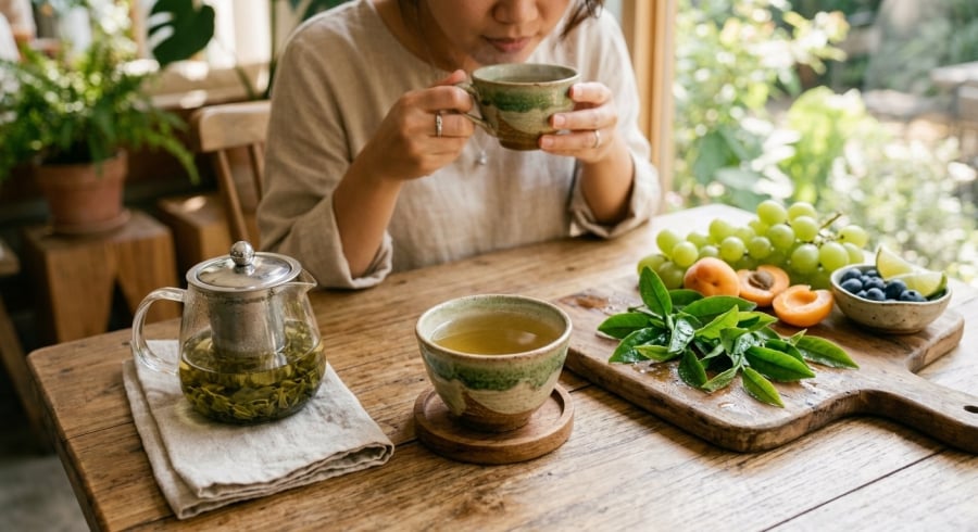 Trà chứa nhiều polyphenol và flavonoid – những hợp chất chống oxy hóa được nhiều nghiên cứu quan tâm về lợi ích đối với hệ tim mạch.