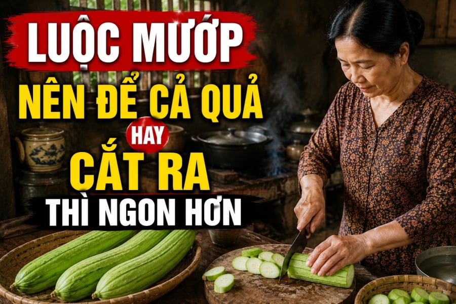Việc cắt nhỏ ngay từ đầu khiến mướp dễ nhũn, thất thoát chất ngọt và vitamin tan trong nước.