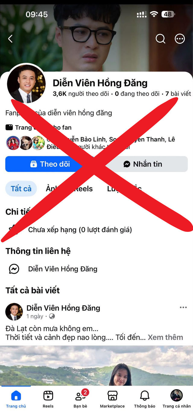 Kèm theo đó, anh đăng tải hình ảnh tài khoản giả mạo để người theo dõi dễ dàng nhận diện và tránh bị nhầm lẫn.