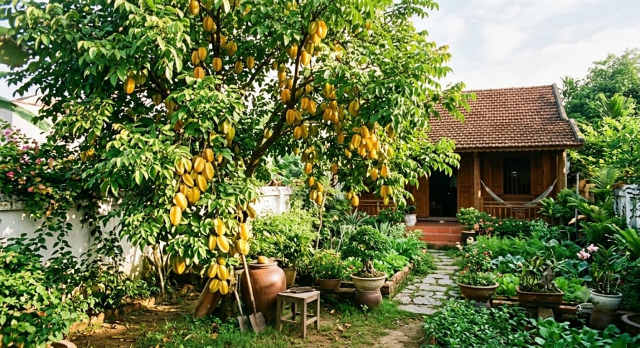 Cây khế được nhiều gia đình yêu thích vì vừa cho quả ngon vừa mang ý nghĩa đủ đầy.