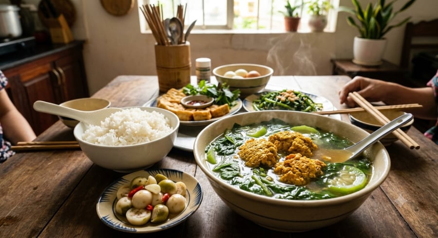 Bát canh cua có riêu nổi đẹp sẽ hấp dẫn hơn cả về hương vị lẫn hình thức.