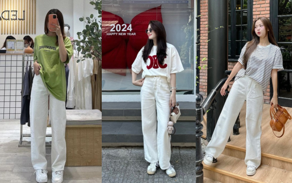 Đường cắt mềm mại tạo hiệu ứng kéo dài đôi chân, giúp vóc dáng trông thanh thoát hơn so với những kiểu quần ôm sát.