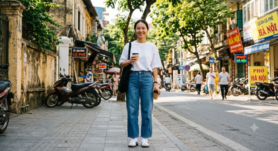 Áo phông dáng suông kết hợp quần ống rộng là công thức được nhiều phụ nữ yêu thích nhờ sự thoải mái, trẻ trung và dễ ứng dụng.