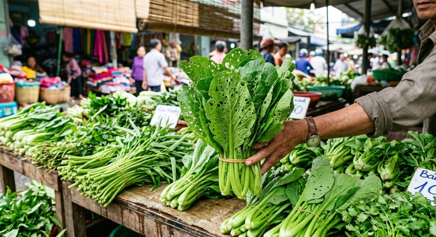 Nhiều loại rau có lỗ nhỏ trên lá khiến người mua băn khoăn liệu có nên lựa chọn.