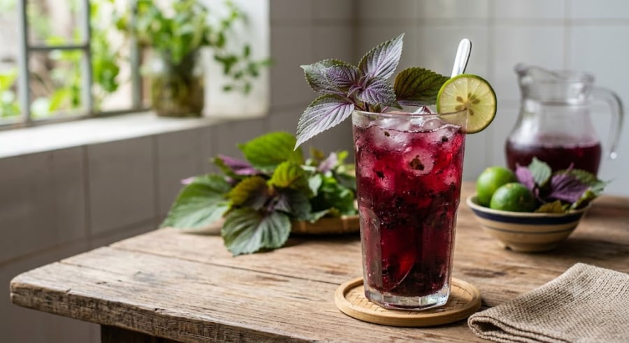 Sau một đêm dài nghỉ ngơi, hệ tiêu hóa bắt đầu khởi động lại. Uống một cốc nước lá tía tô còn ấm vào lúc này giúp làm ấm đường ruột, kích thích tiêu hóa và tạo cảm giác sảng khoái cho cơ thể.    