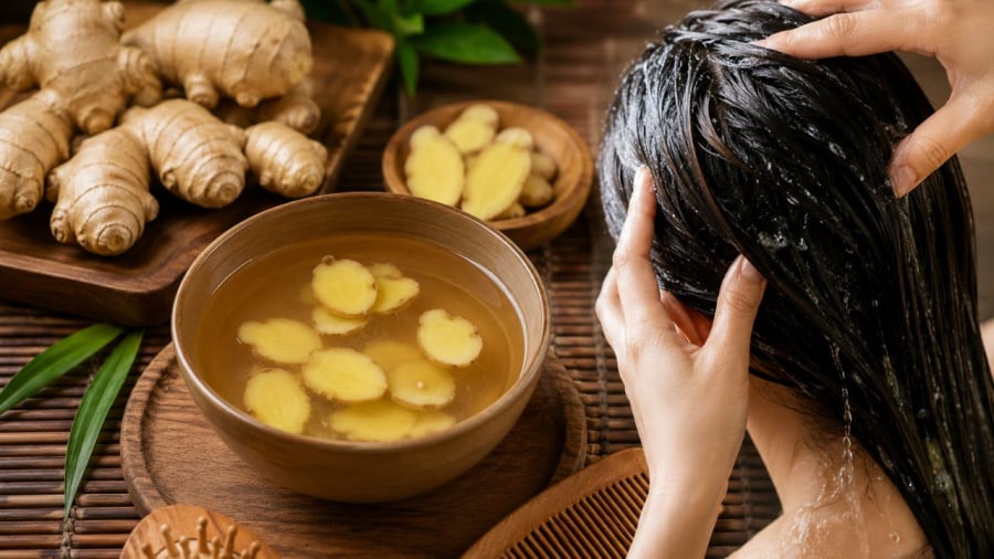 Gội đầu với gừng giúp làm mượt tóc, giảm ngứa đầu