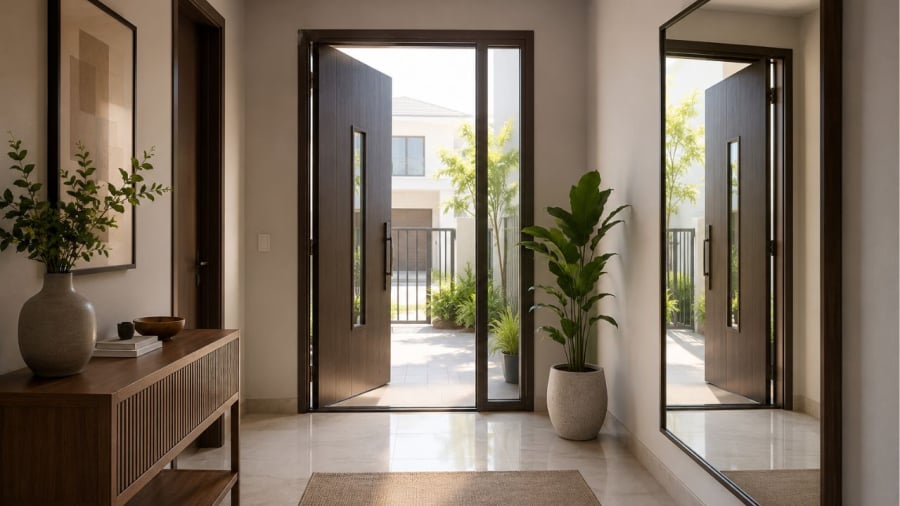 Gương đối diện cửa chính gây nhiều bất tiện trong sinh hoạt