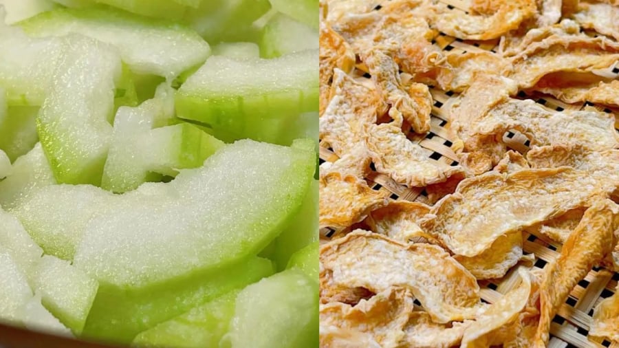 Bí đao phơi khô có thể đem xào thịt, hầm xương, nhúng lẩu.