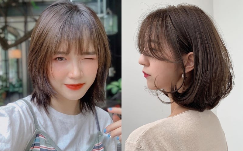 Phần tóc hai bên được tỉa ôm sát gương mặt, góp phần che bớt bầu má và làm dịu các đường nét góc cạnh.