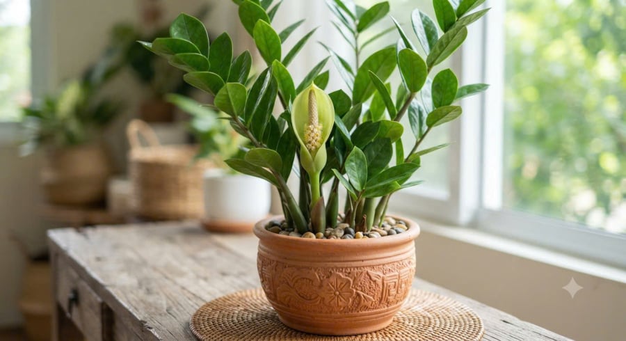 Cây kim tiền nở hoa tiền vào như nước 