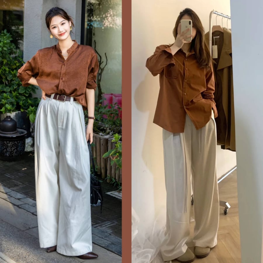 Khi kết hợp với quần trắng, các tông màu này trở nên tươi sáng hơn, đồng thời giúp bộ trang phục bớt nặng nề.