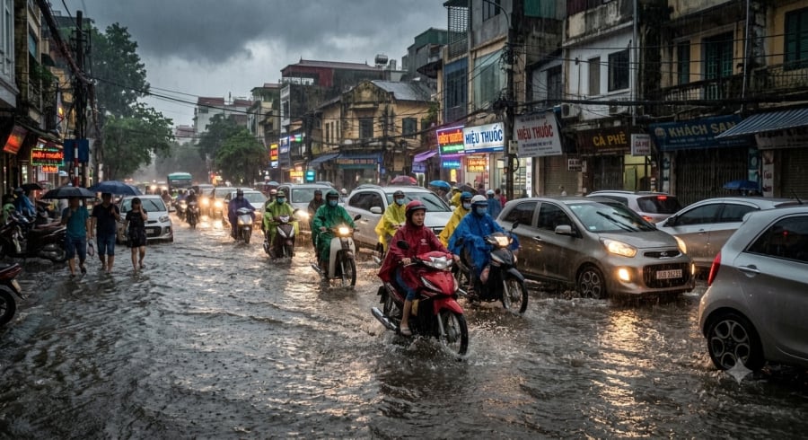 Hà Nội được dự báo bước vào cao điểm mưa lớn từ chiều tối 23/7 đến đêm 24/7, nhiều nơi có thể xuất hiện mưa rất to kèm dông, lốc và gió giật mạnh.