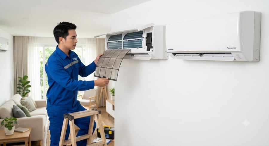 Vệ sinh điều hòa định kỳ giúp tăng hiệu suất làm lạnh, giảm điện năng tiêu thụ và kéo dài tuổi thọ của thiết bị.