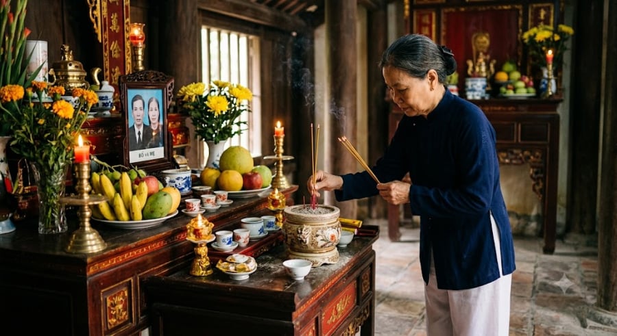 Việc thắp nén hương đầu ngày cũng giúp các thành viên trong gia đình cảm thấy an tâm, tĩnh tâm trước khi bắt đầu công việc.